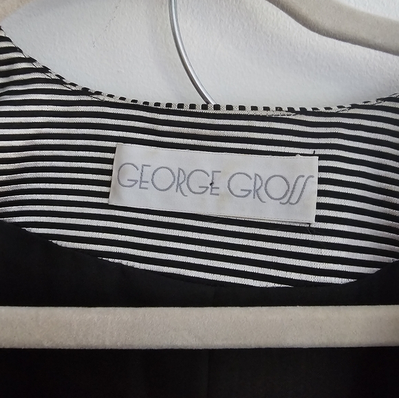 80s George Gross Black-and-White Striped Belted Skirt-Suit - Picture 7 of 8